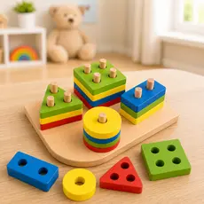 Brinquedo Educativo De Madeira Formas Geométricas Infantil Aprender Formas e Cores