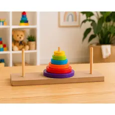 Brinquedo Montessori Madeira Torre Empilhavel Colorida para Bebês e Crianças