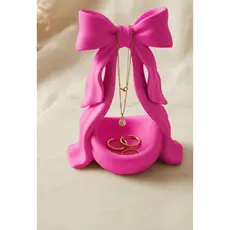 Porta Joias Laço Rosa Coquette Organizador De Bijuterias E Anéis Luxo 16,5cm