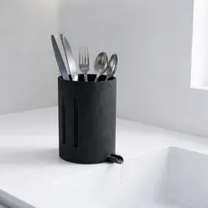 Escorredor de Talheres Premium com Grade Removível - Porta Talher Vazado Secagem Rápida Branco/Preto