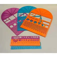 Kit Criativo Escolar 2 em 1 | Régua + Estêncil Multifuncional | Desenho, Escrita e Geometria