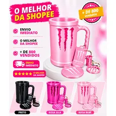 Porta Lata Monster 473 ml + abridor + tampa + Brindes Caneca Monster Energetico
