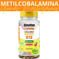 Vitamina B12 Methyl 30 Gomas Mastigáveis Metilcobalamina Gummy Sabor Morango Zero Açúcar - Unilife