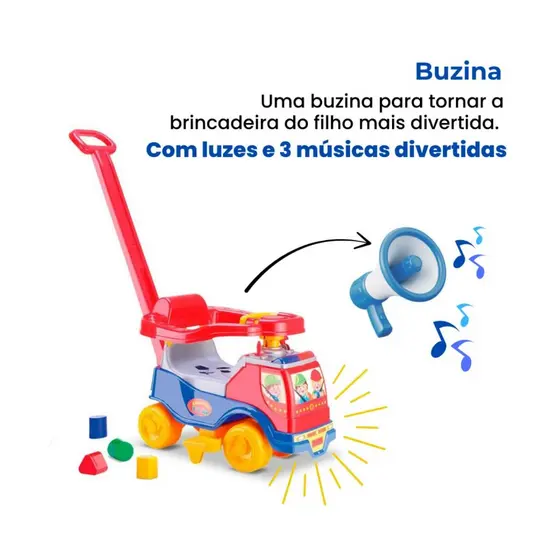 Triciclo Velocipede Com Empurrador Toca Musicas Bebe Menino e Menina Motoca Infantil de Passeio Velotrol Cardoso
