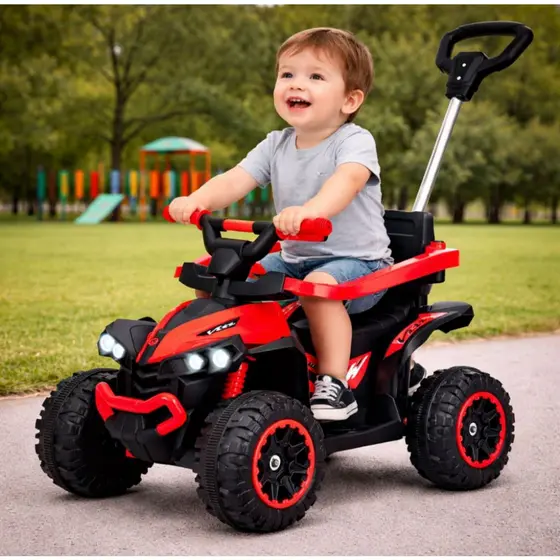 Carrinho Quadriciclo Passeio Eletrico Maral Infantil com Haste Aro de Proteção Som Luz e Bateria 6v