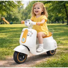 Triciclo Infantil Eletrico Avespa Scooter Maral 6V Luz e Som Farois de Led Bagageiro Traseiro Menina e Menino