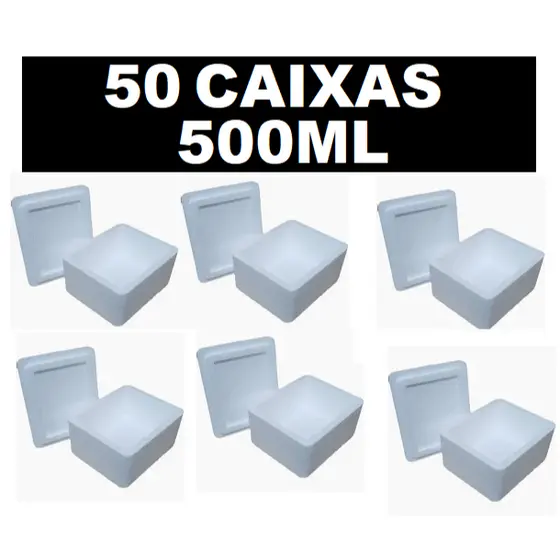 CAIXA TÉRMICA ISOPOR  C/ 50 UNIDADES  500 ML
