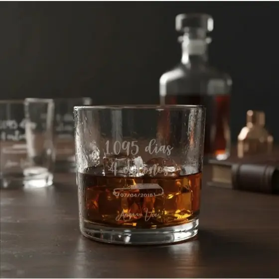 Copo para Whisky em vidro Personalizado Jateado à Laser