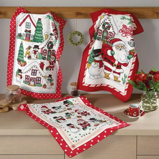 Kit 3 Panos de Copa Felpudo Estampado 65x45cm Natal - Dohler