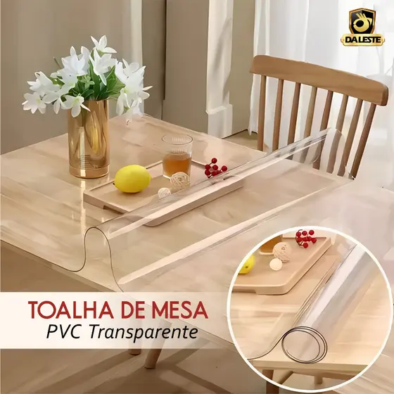 Toalha de Mesa Plástico PVC Ultra Grosso Transparente – Impermeável e Resistente para Mesas