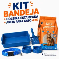 Kit Caixa de Areia para Gato + Comedouro + Pá + Areia Biodegradável para Gatos 4kg 🐱 | Bandeja Sanitária Higiênica