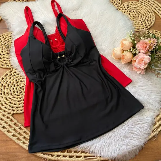 Blusa feminino 44 a 48 plus size GG suplex alça fina  argola