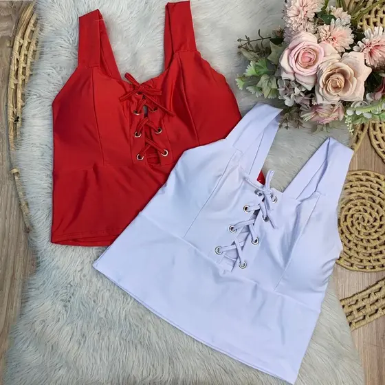 Blusa corset GG/G1 plus size alça frente ajustável 44 a 52