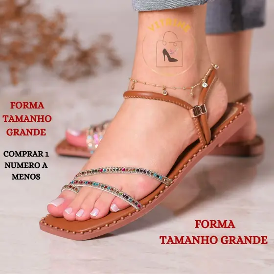 Sand谩lia Rasteirinha Feminina Luxo Brilho Strass