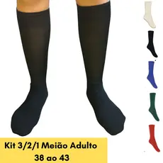 Kit 3, 2 ou 1 Par Meião Futebol Adulto 38 ao 43 Esportivo Campo Society Futsal