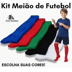 Kit Pares Meião de Futebol Esportivo Longo Comprido Infantil Juvenil Meia Solado Toalha Grossa