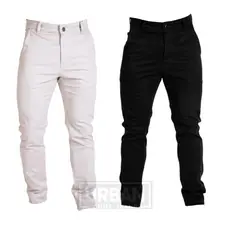 Kit 2 Calca Masculina Sarja Esporte Fino Alfaiataria com Bolso Embutido Social Slim