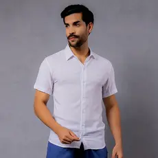 Camisa Linho Masculina Manga Curta Slim Masculino