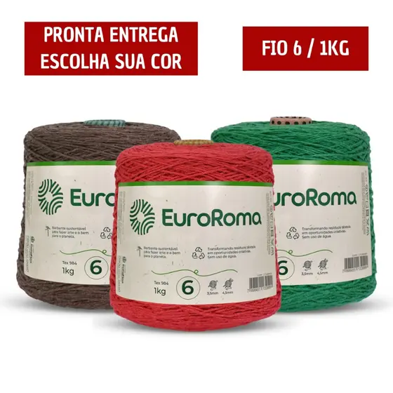 Barbante EuroRoma Colorido Nr 6 1Kg 1014m - Cores - Tricô / Crochê