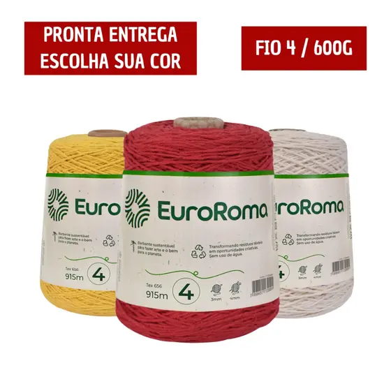 Barbante Euroroma 600g Fio Nr 4 915m - Cores - Tricô / Crochê