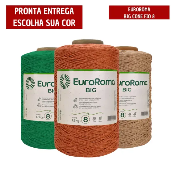 Barbante EuroRoma Big Cone Colorido NR 8 1373m 1,8Kg - Cores - Tricô / Crochê