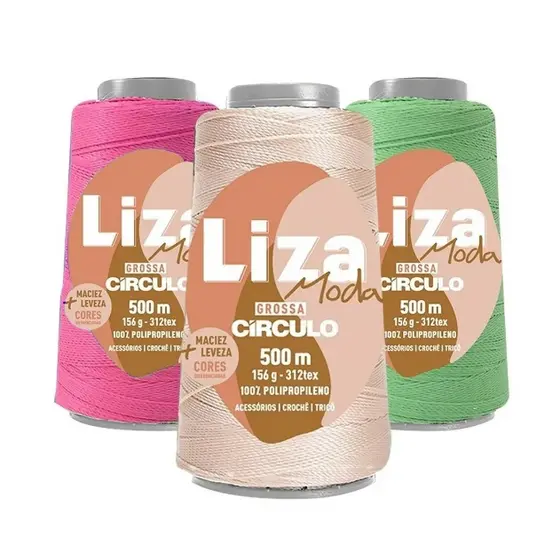 Linha Moda Liza Grossa Circulo 500 metros 156G Cabelo / Vestuário / Decoração