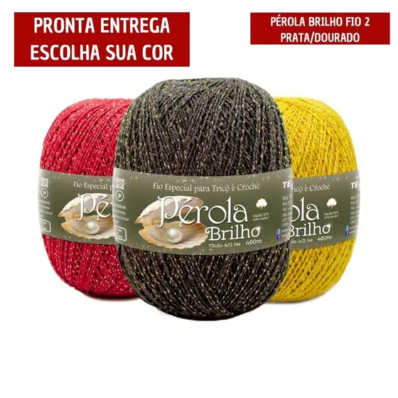 Linha/Fio Pérola BRILHO PRATA e DOURADO São João Nº 2 (Mesma Espessura Anne)