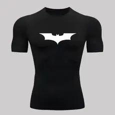 Camiseta Compressão Proteção Uv 50+  Manga Curta Batman Morcego Rash Guard