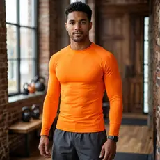 Camisa Laranja Neon Camiseta Proteção Uv 50+  Segunda Pele Térmica Lisa