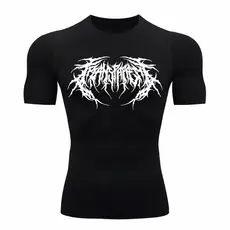 Camiseta Compressão Proteção Uv 50+ Segunda Pele Manga Curta Cyber Tribal Rash Guard