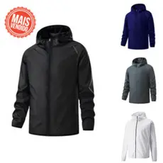 Jaqueta Corta Vento Lisa Treino Impermeável Masculino  Com Capuz Esportes Casual Agasalho