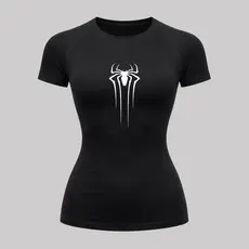 Camiseta Rash Guard Feminina UV 50+ Compressão Manga Curta Estampa Homem Aranha