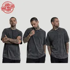 Camiseta Stonada Oversized Streetwear Preto Marmorizado Camisa Over Exclusiva Stone