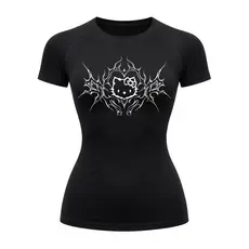 Camiseta Compressão Uv Manga Curta Cyber Tribal Black Heart Hello Kitty Rash Guard