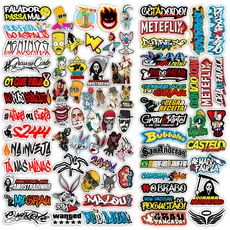 Cartela de adesivos 77 unidades - para Bike Carro Moto Capacete impreshow M31
