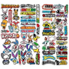 Cartela de adesivos 64 unidades para Bike Carro Moto Capacete M17 b impreshow