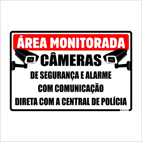 Placa Área Monitorada Por Câmeras de segurança - PS02