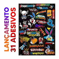 Cartela de adesivos 31 unidades - para Bike Carro Moto Capacete impreshow G-03