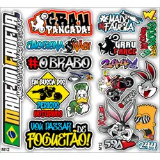 Cartela de adesivos Bike Carro Moto montadinha Capacete caminhão grau impreshow M12
