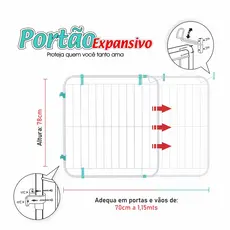 Portão Grade Expansivo Proteção Criança Cão Pet 70 a 115 Cm da Pet Útil