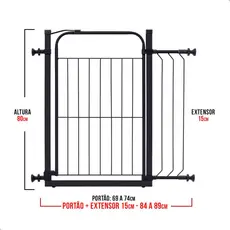 Portão Pet Grade Proteção Multiuso Cachorro Pet útil (84cm à 89cm)
