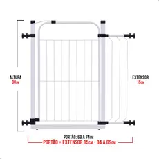 Portão PET Proteção 84 à 89cm - NÃO PRECISA FURAR PAREDE