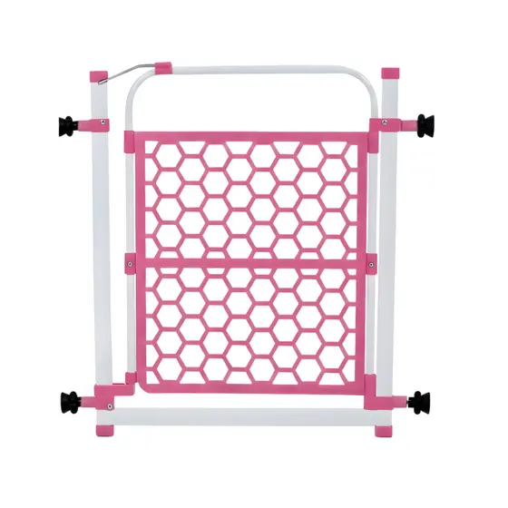 Portão Pet Colorido Grade Para Cachorro 78cm A 83cm Cercado de Proteção Rosa