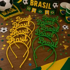 Tiara Brasil Copa do Mundo Verde e Amarela Festa Futebol Torcida Futebol Hexa kit tiara lembrancinha Copa