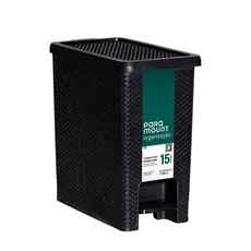 Lixeira com Pedal 15 Litros Preta Línea