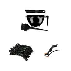 Kit Tintura e Química Capilar – Cumbuca, Espátula, Pincel e 6 Prendedores Crocodilo Profissional