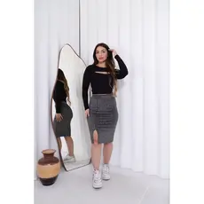 saia mídi lurex , saia com fenda lurex