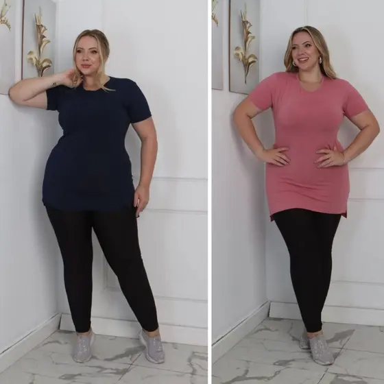 Kit 2 Blusas PLUS SIZE Sobre legging  Cobre Bumbum Fitness