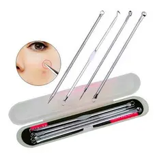 Kit de 4 Ferramentas Extrator de Acne Removedor de Cravo Espinha Aço Inoxidável