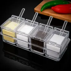 Porta Condimentos Acrílico Organizador De Tempero Para Cozinha Temperos Pimenta Sal